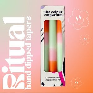 The Colour Emporium Dipped Candle Trio (coral / sea glass)